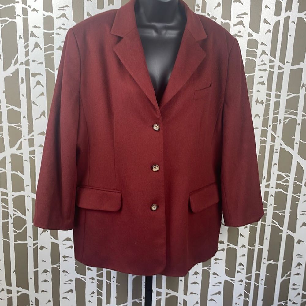 L.L. Bean Terracotta Rust Brown Wool Cashmere 3 Button Blazer sz 18R